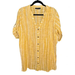 Club Z Collection Vintage Mustard Yellow Cotton Striped Tunic Dress